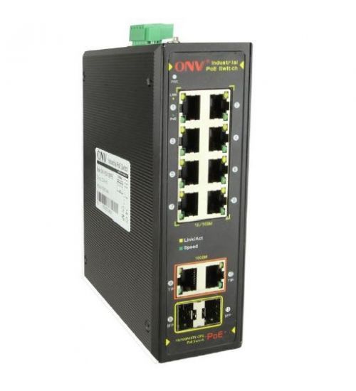 10 портов индустриален PoE комутатор (switch) ONV-IPS31108PFB